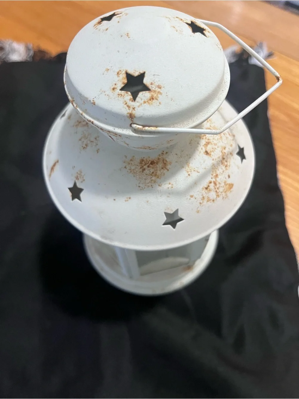IKEA White Distressed Star Metal Lanterns (Pair)
